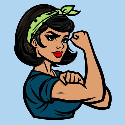 strong woman with a 60s american ad style