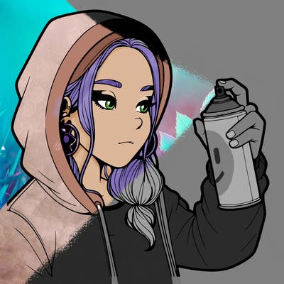 a realistic girl, spray painting