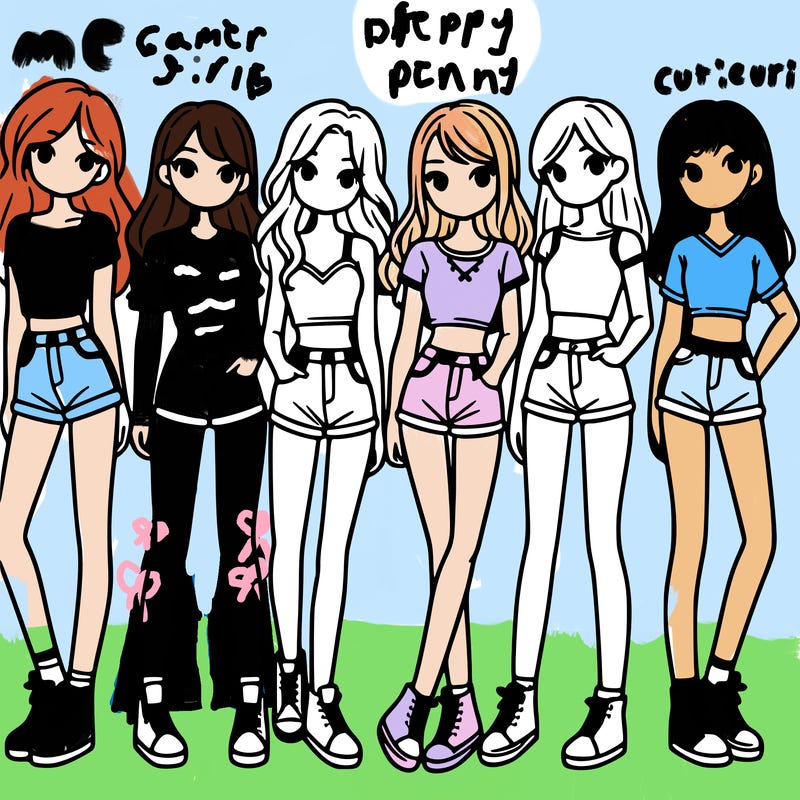 a group of girls wearing crop tops and shorts