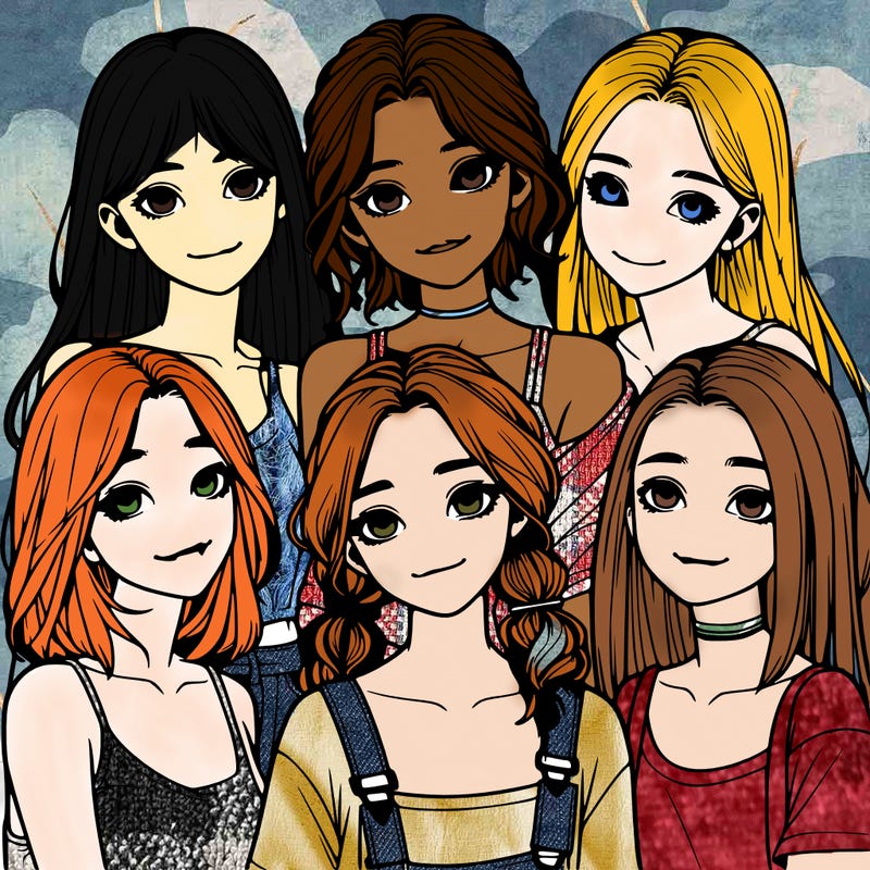 a group of girls realistic