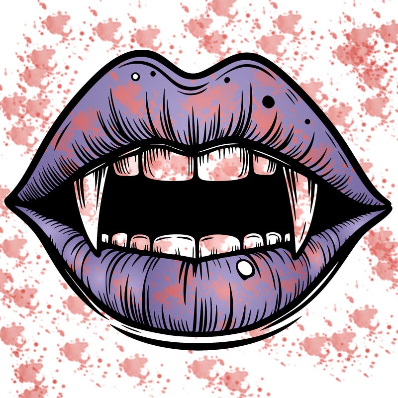 lips with vampire teeth