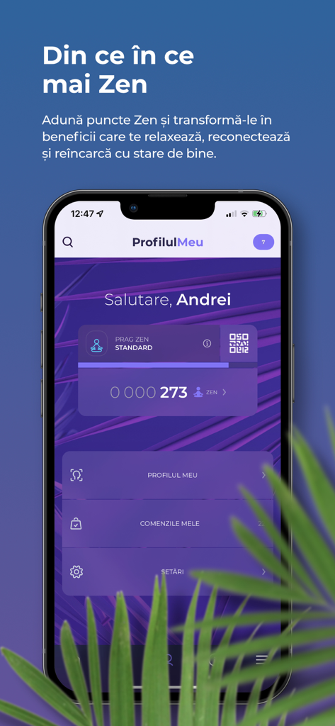 MyTherme app user profile screen showing Zen points loyalty program balance