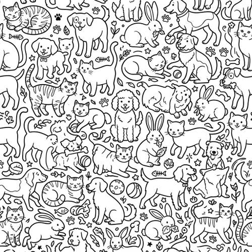 Pet Animal Line Art Patterns