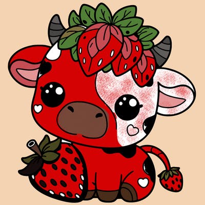 cute strawberry cow