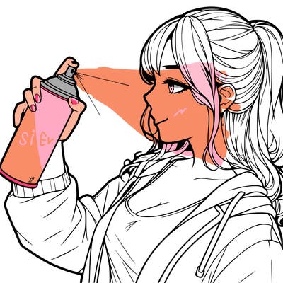 a realistic girl spray, painting