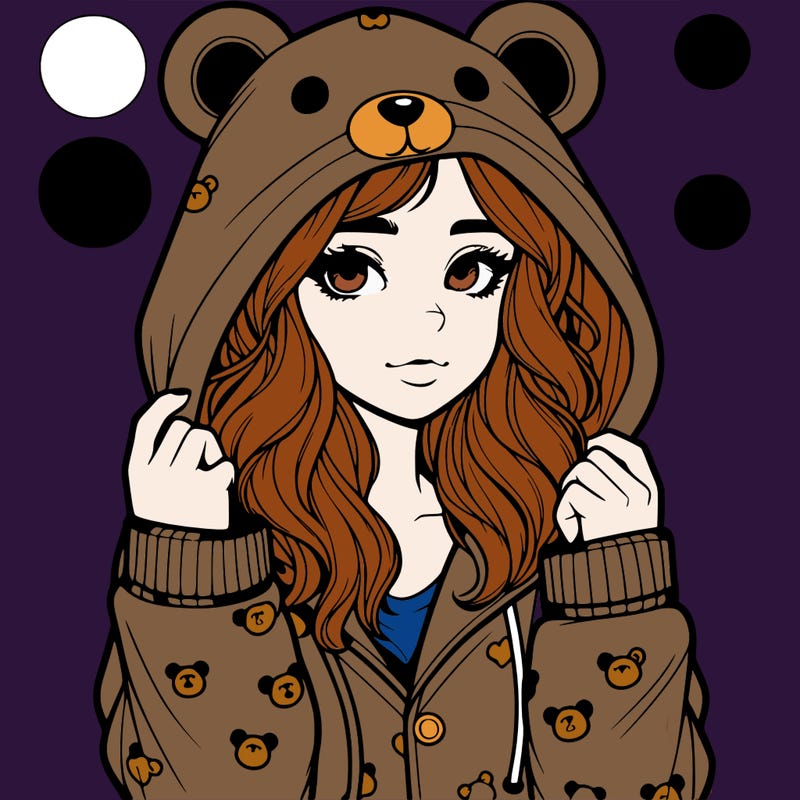 realistic girl in a animal pjs hoodie