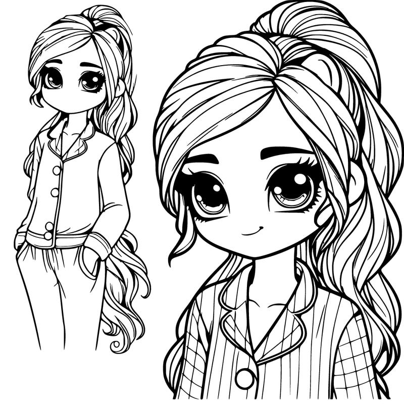 realistic girl in pony  pajamas