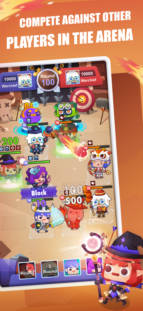 Fitness RPG: Hero health game - In-game screenshot of heroes competing in an arena battle within Fitness RPG