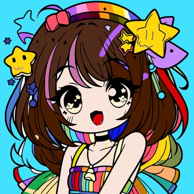 cute anime girl with star accessories