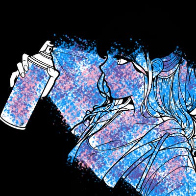 a realistic girl spray, painting