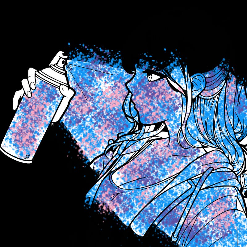 a realistic girl spray, painting