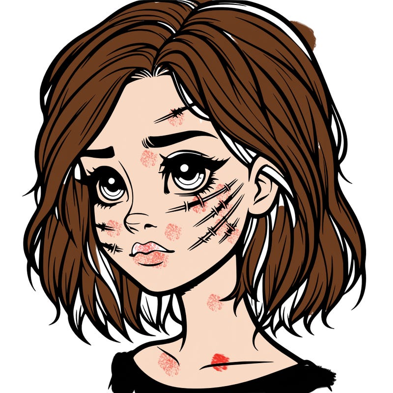realistic girl with scars