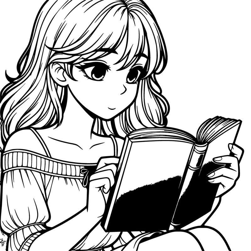 realistic girl reading