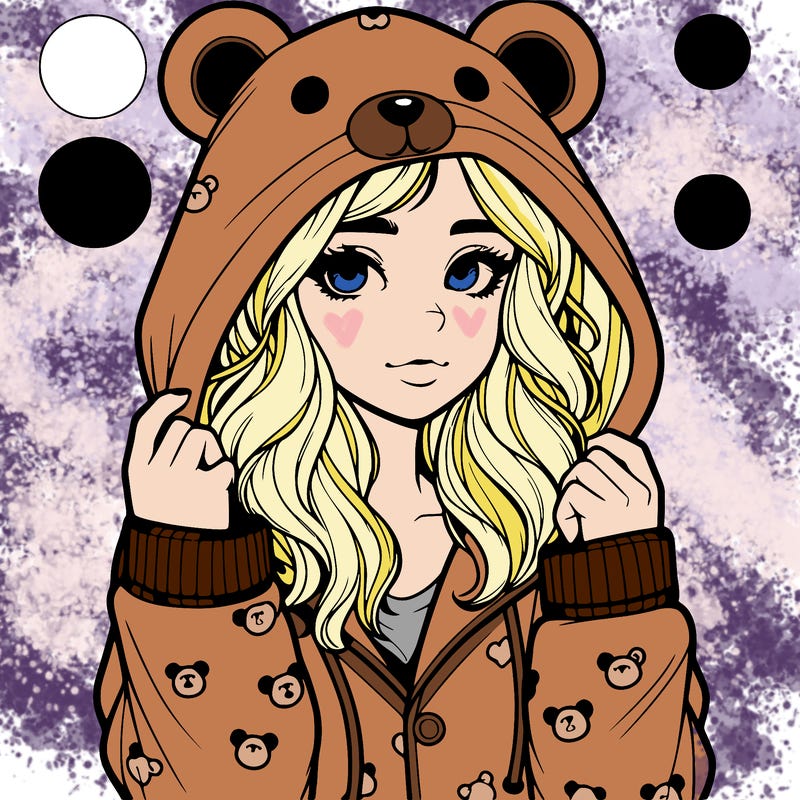 realistic girl in a animal pjs hoodie