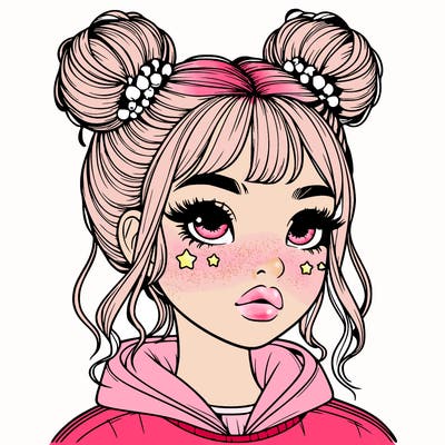 realistic girl with space buns