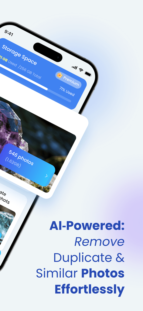 Cleaner AI - Free Up Storage - Cleaner AI app interface showing storage status and the feature to remove duplicate and similar photos effortlessly.