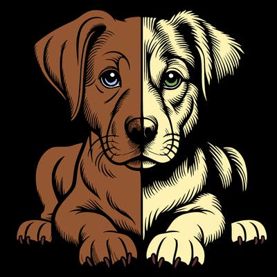 realistic dog split picture