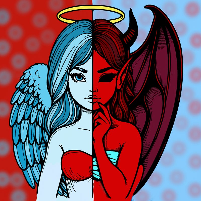 realistic angel half demon