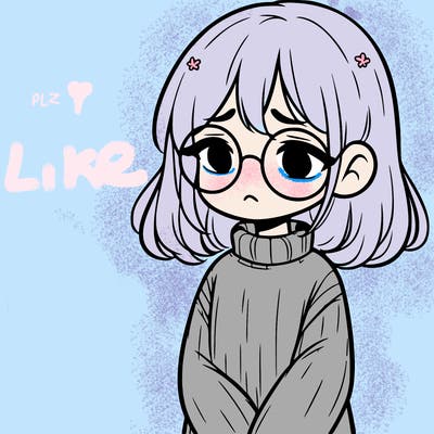 sad girl with glasses in a sweater