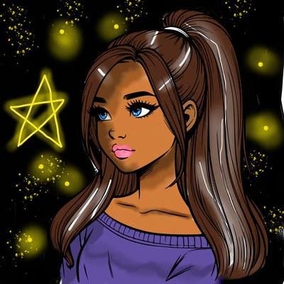 realistic girl with a high ponytail