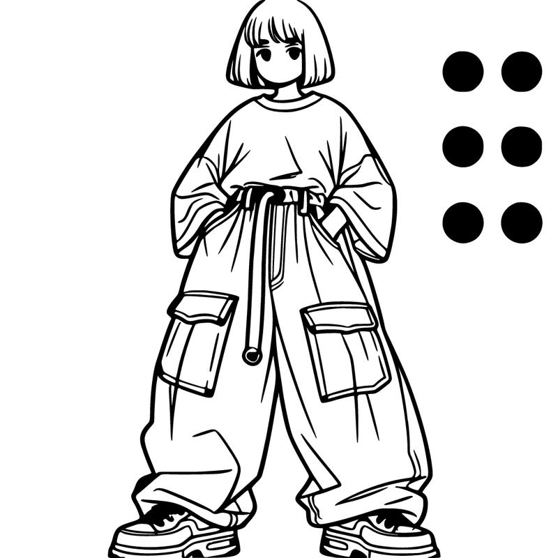 girl with baggy jeans and oversized shirt