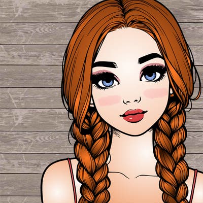 realistic girl with braids