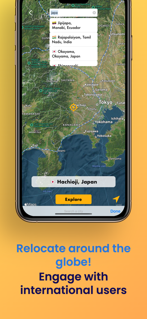Wink – Date, Chat & Connect - Wink app interface showing the interactive map feature for global discovery and meeting international users