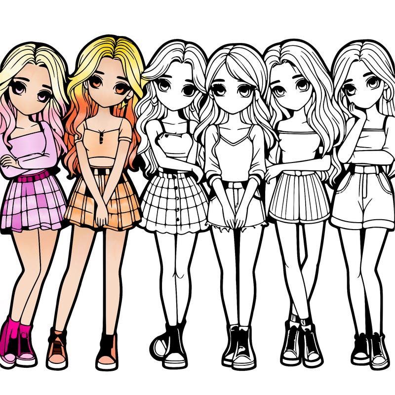 a group of girls realistic