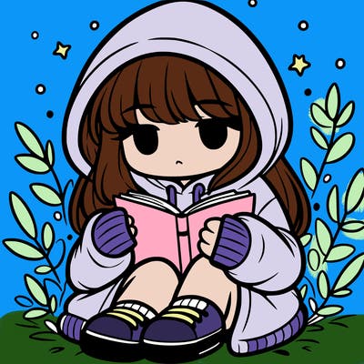 girl in oversized hoodie reading a book