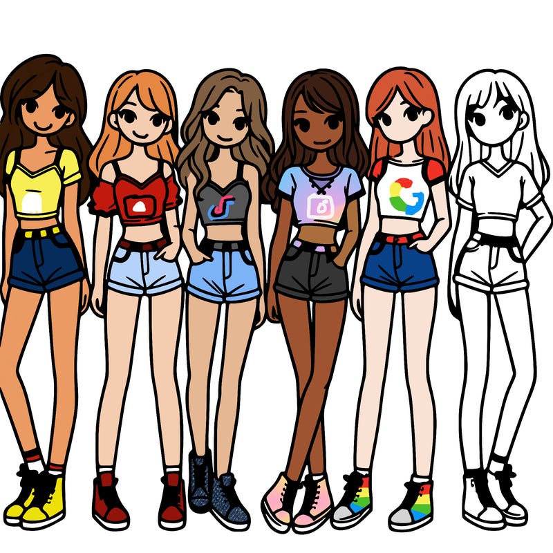 a group of girls wearing crop tops and shorts