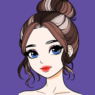 realistic pretty girl with hair in bun