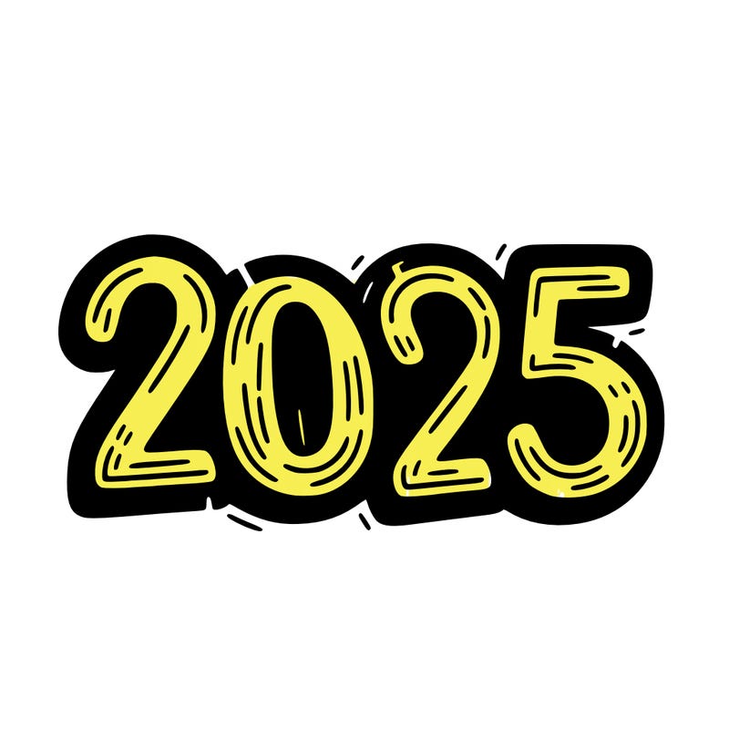 one line scrawled numbers sketch design “2025”