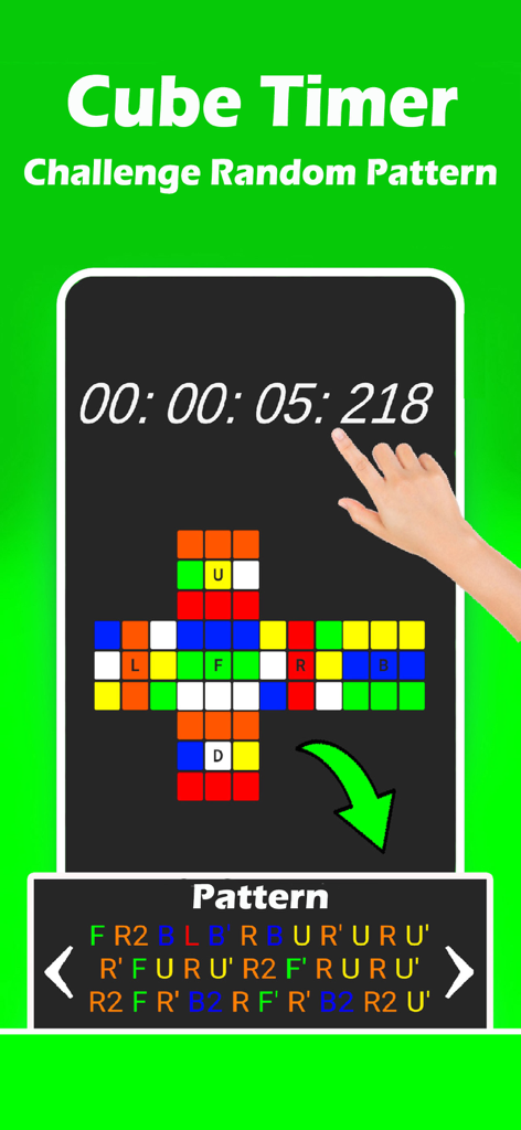 Rubik's Cube Master - Interface of Rubiks Cube Master showing the cube timer and scramble algorithms