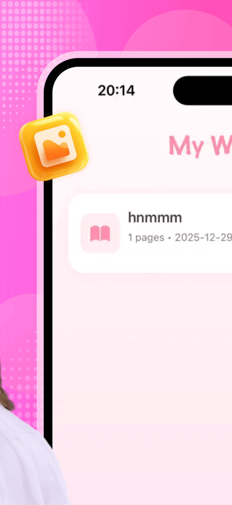 Interface of the Mafoo app showing a list of saved manga projects under the My Works section
