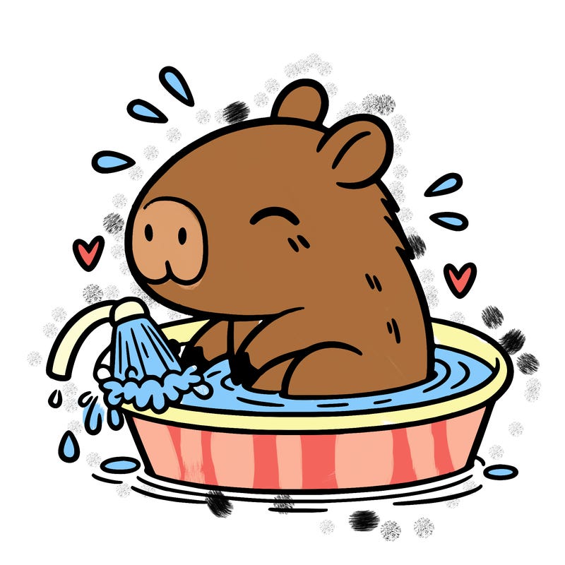 capybara taking a bath