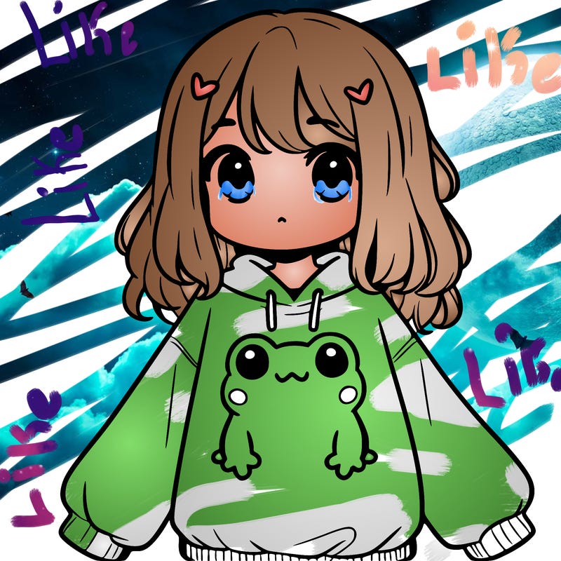 girl wearing frogging sweatshirt