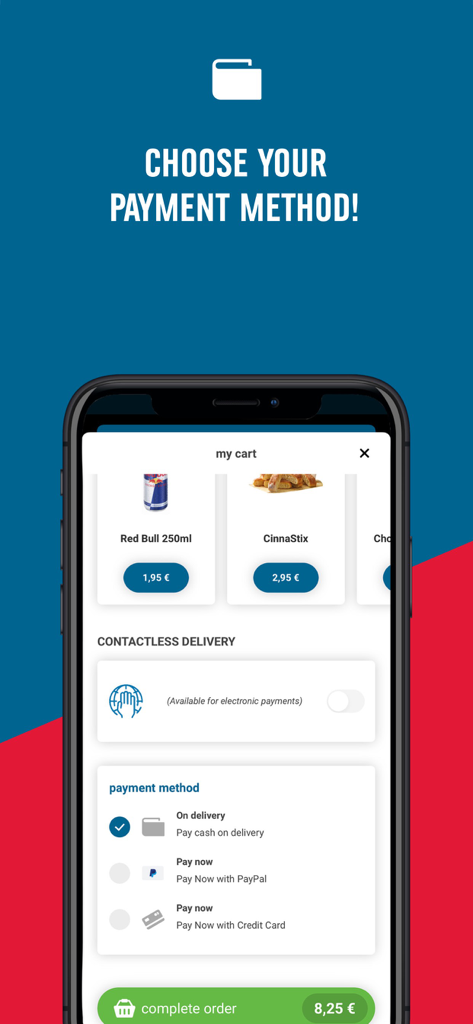 Domino's Pizza app payment method selection screen