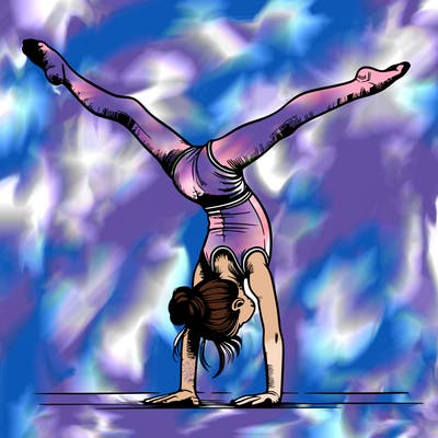 realistic gymnastic hand stand girl in four splits