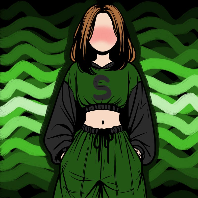 realistic girl faceless with baggy pants and a crop top