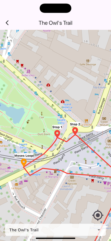 Dijon: The Owl's Trail - Interactive map showing the walking route and tour stops in Dijon