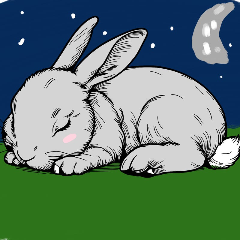 a realistic beautiful sleeping rabbit