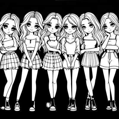 a group of girls realistic