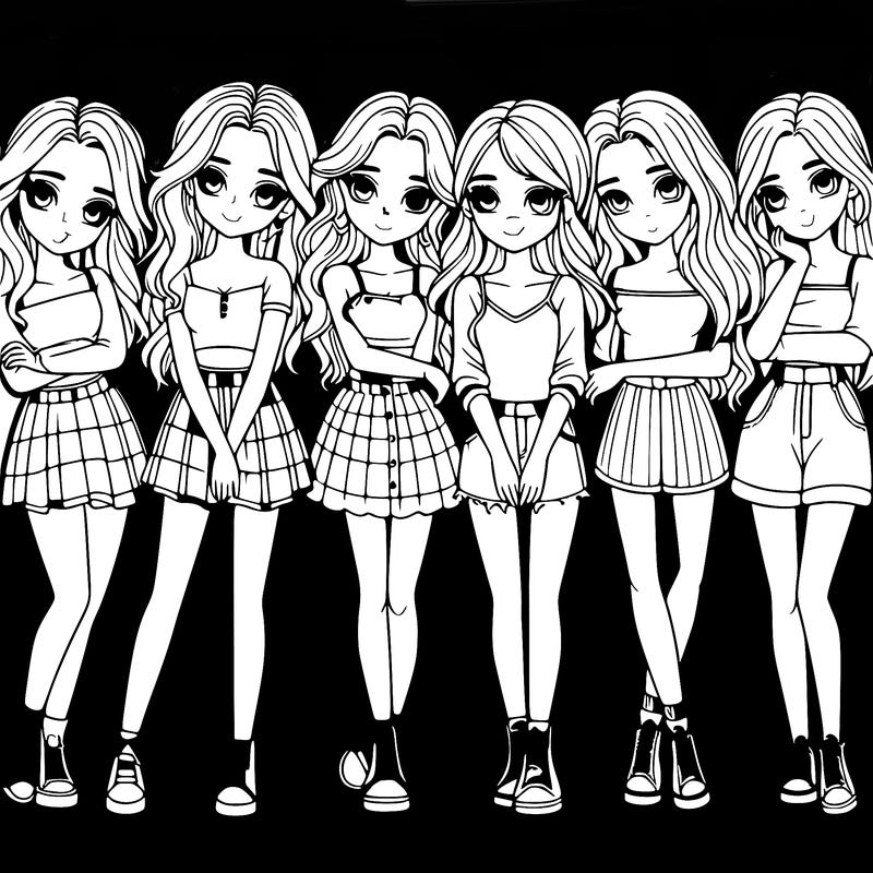 a group of girls realistic