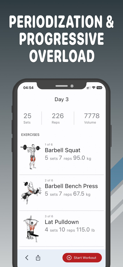 SMART IRON Gym Workout Routine - SMART IRON app interface showing a gym workout plan with sets and reps tracking