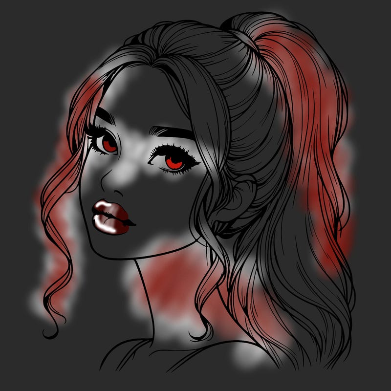 realistic girl with a ponytail on her hair and lips