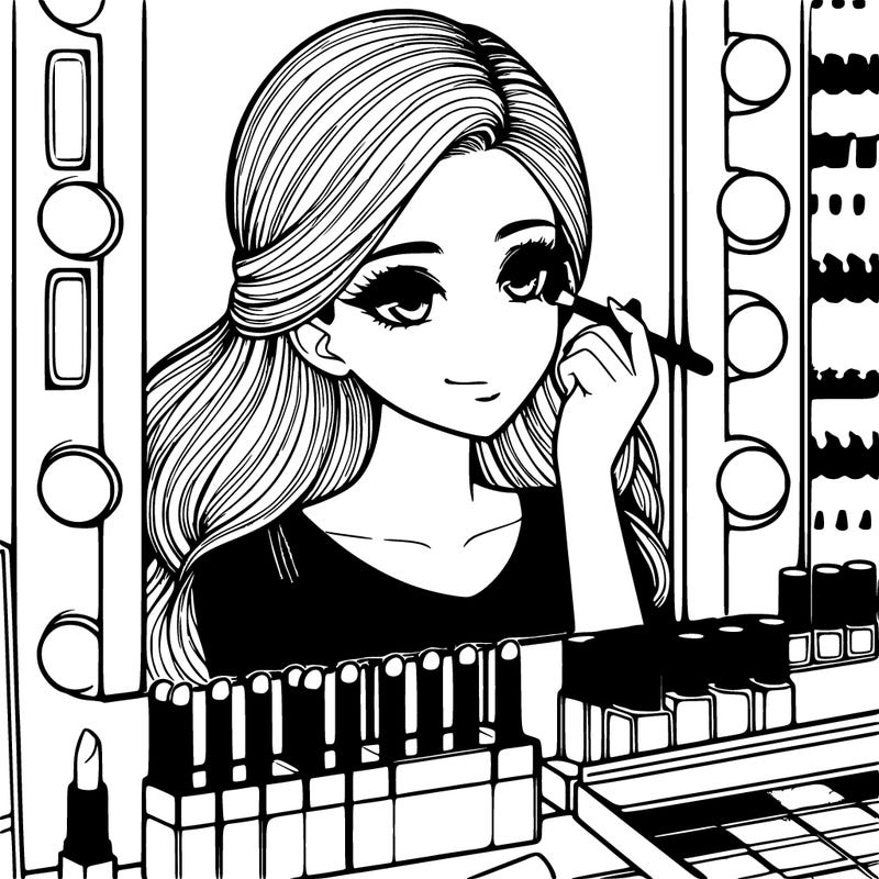 realistic girl at makeup store