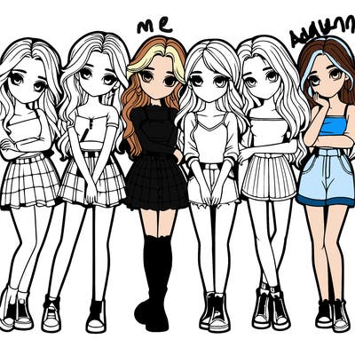 a group of girls realistic