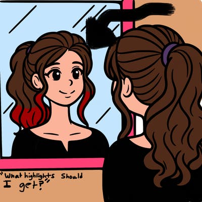 a woman looks at her reflection in the mirror