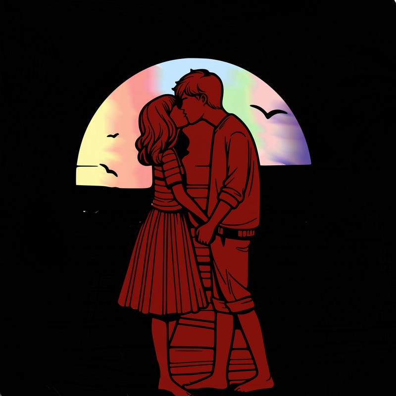 people kissing in the sunset on the beach realistic