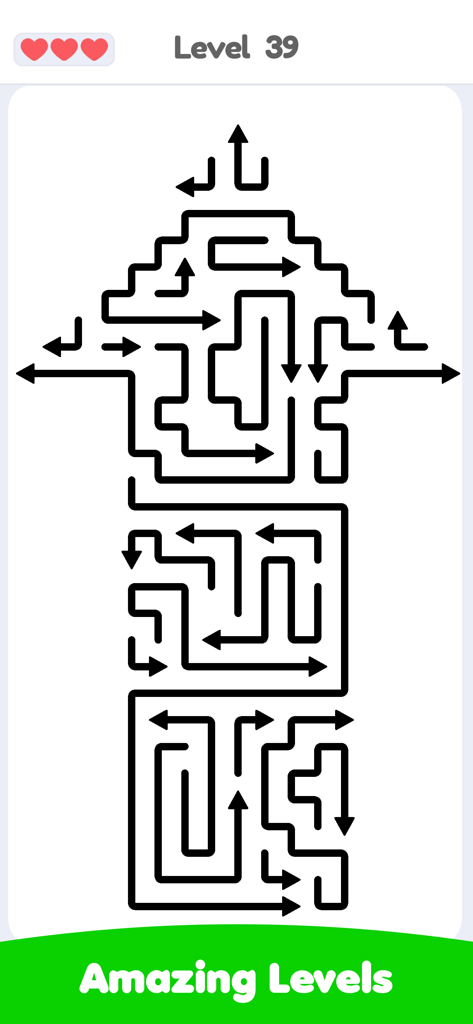 A minimalist arrow maze puzzle level in Arrows Escape Puzzle game